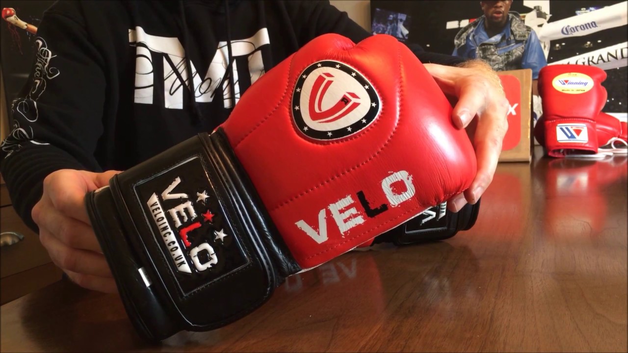VELO Leather Boxing Gloves Sparring Punch Bag Kickboxing Training MMA Fight 